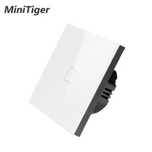 Load image into Gallery viewer, Minitiger Luxury Wall Touch Sensor Switch EU/UK Standard Light Gray Crystal Glass Touch Switch Power 1/2/3 Gang 1 Way AC 220