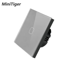 Load image into Gallery viewer, Minitiger Luxury Wall Touch Sensor Switch EU/UK Standard Light Gray Crystal Glass Touch Switch Power 1/2/3 Gang 1 Way AC 220