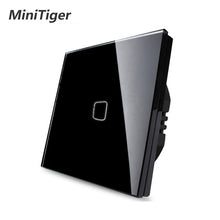 Load image into Gallery viewer, Minitiger Luxury Wall Touch Sensor Switch EU/UK Standard Light Gray Crystal Glass Touch Switch Power 1/2/3 Gang 1 Way AC 220

