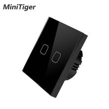 Load image into Gallery viewer, Minitiger Luxury Wall Touch Sensor Switch EU/UK Standard Light Gray Crystal Glass Touch Switch Power 1/2/3 Gang 1 Way AC 220
